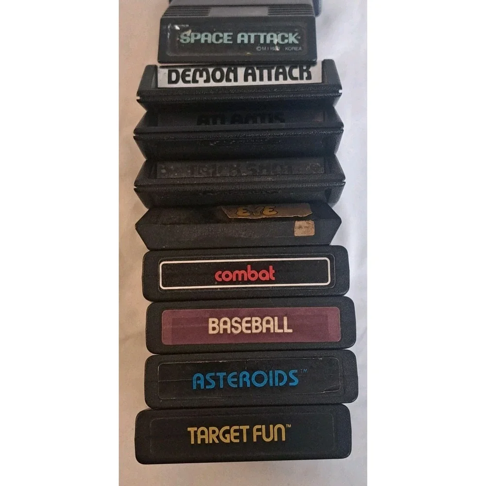 Atari 2600 9 Game Lot Demon Attack Atlantis Asteroids Popeye Combat